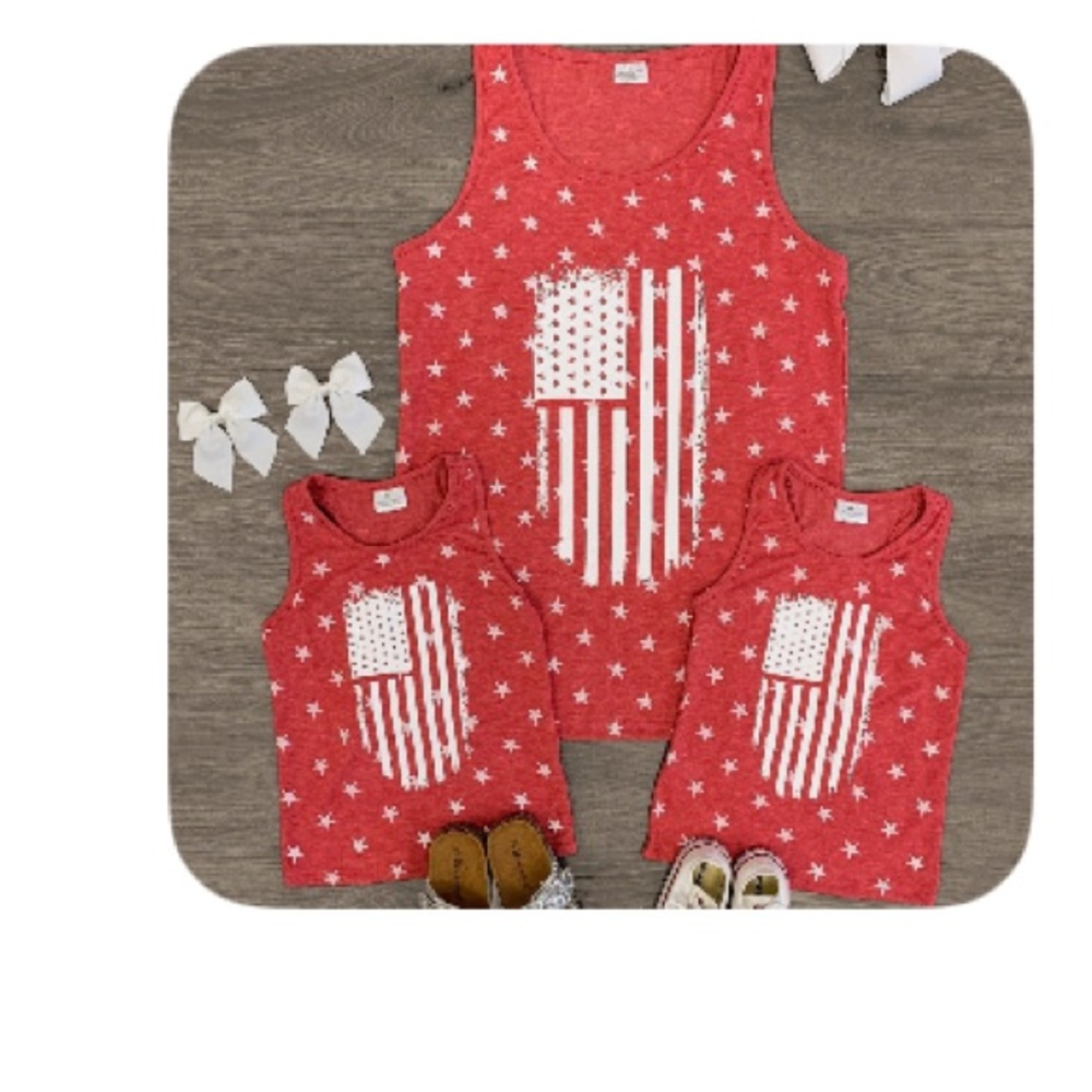 Mommy & Me distressed American flag kids tank top- NWT